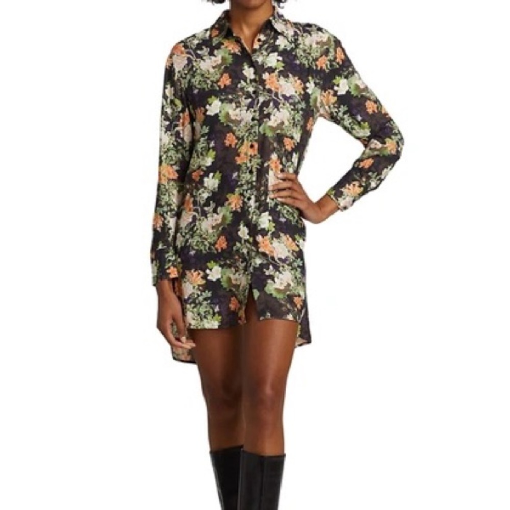 Alice + Olivia Floral Mini Dress - Black, Green, Orange